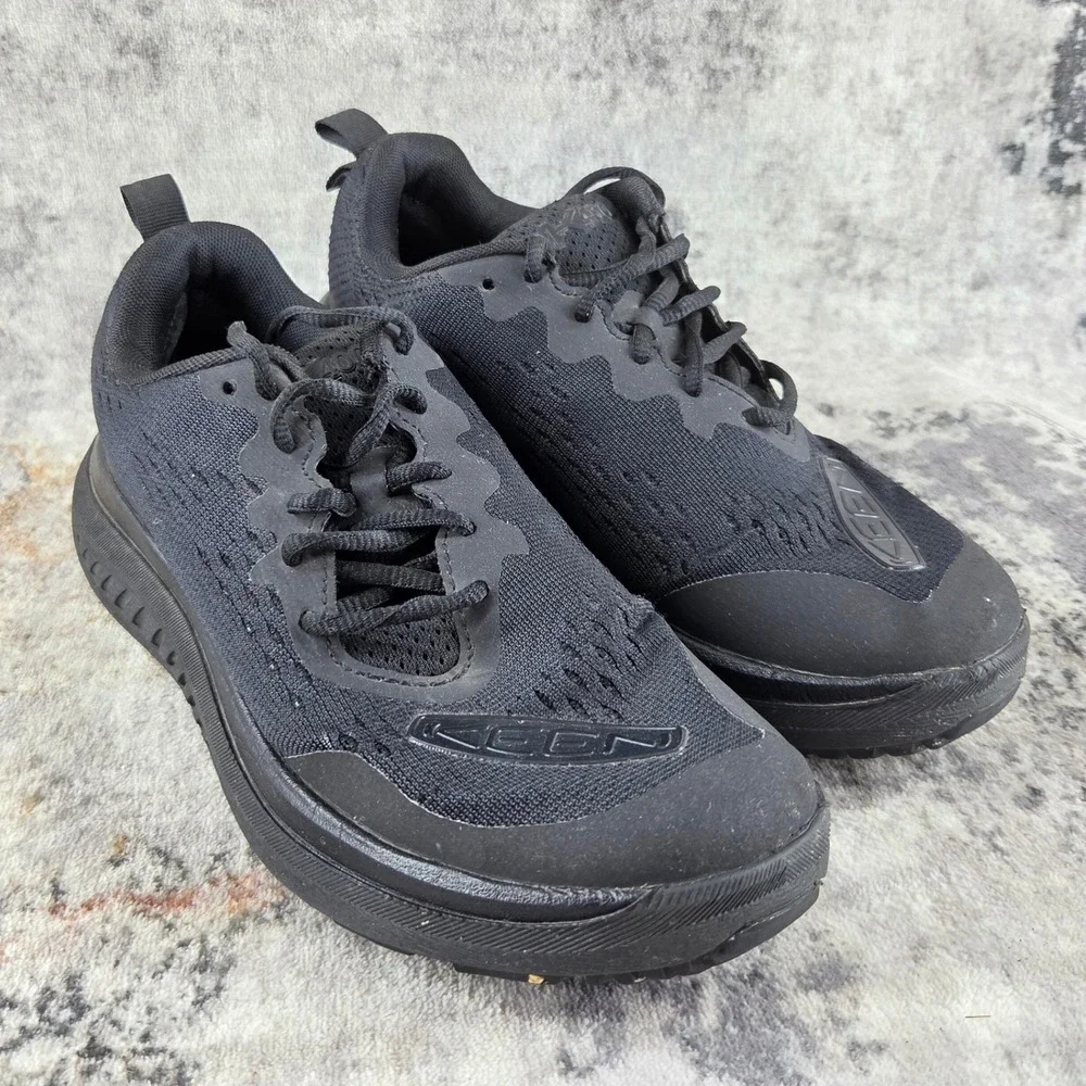 Keen WK400 Walking Shoes womens 7 Triple Black Mesh Athletic Sneakers Utility